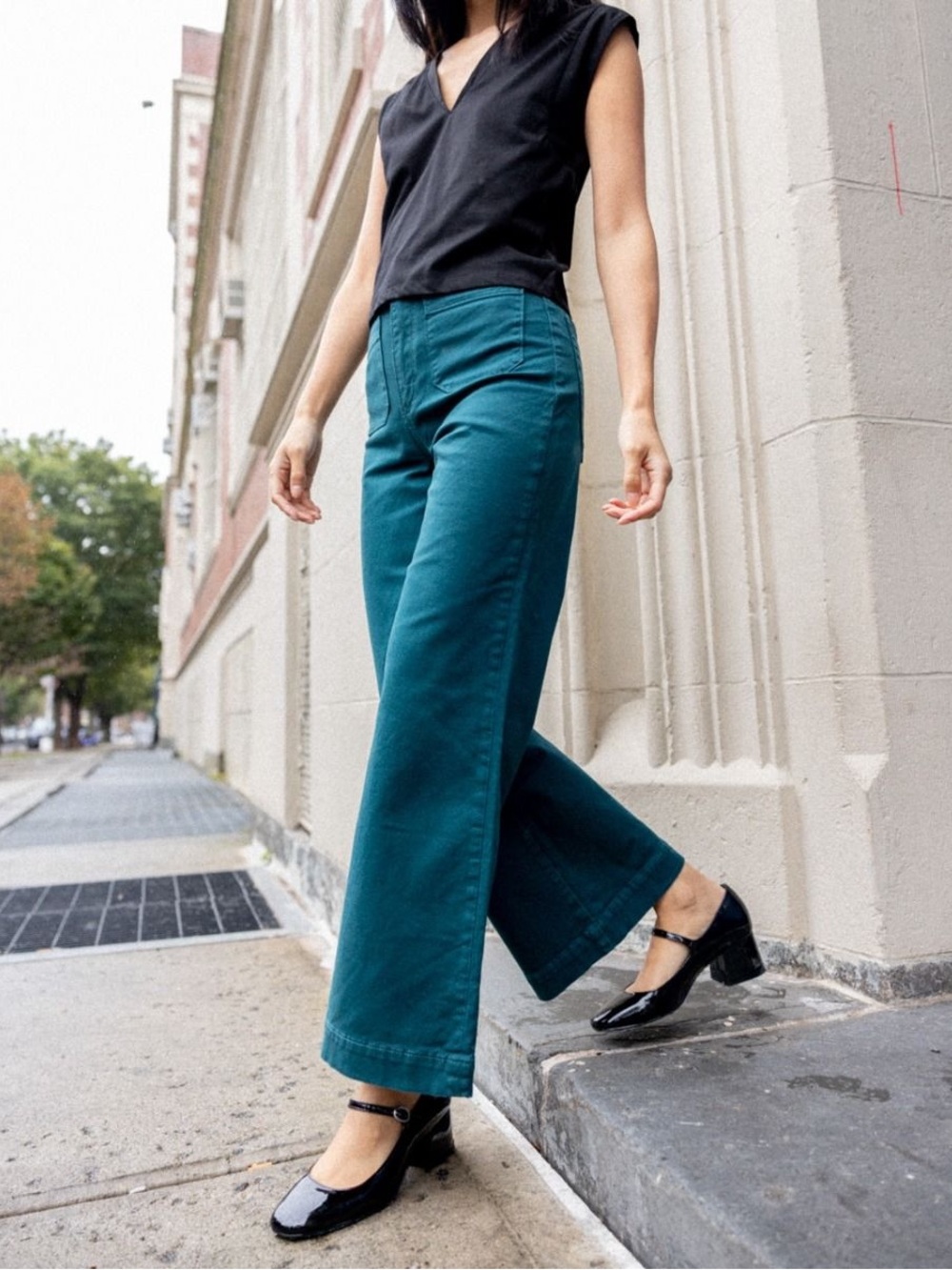 ROLLA'S High Rise Wide Leg Jeans in Forest Green 31